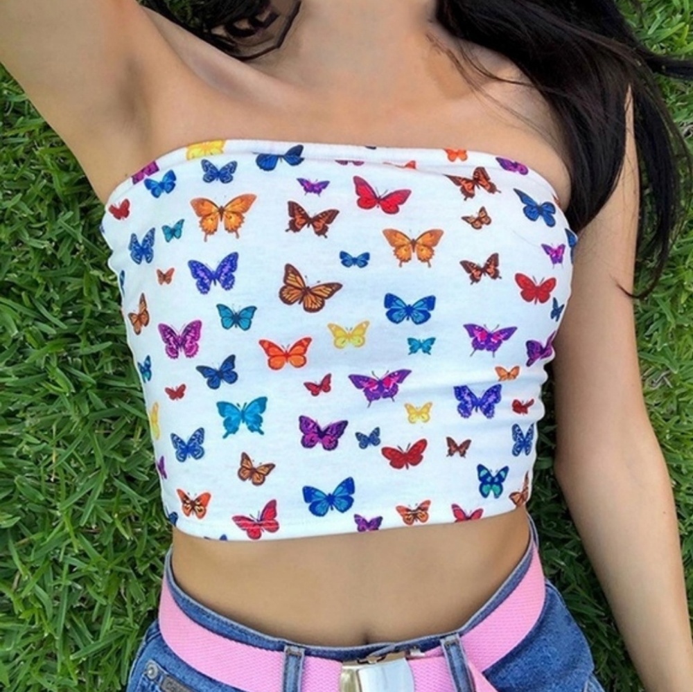 Classic Butterfly print tube top